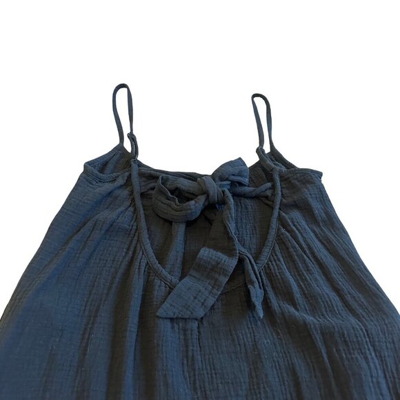 Sol Los Angeles Black Gauze Midi Dress Spaghetti Strap Tie Back Size XS Small - Picture 6 of 12